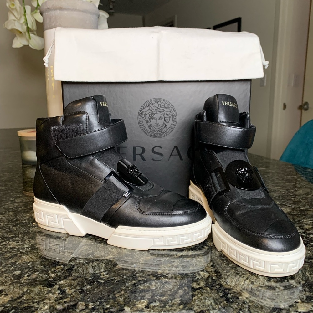 Versace High Top Black Medusa- Black - 37